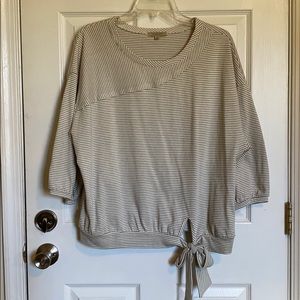 Quarter Sleeve White and Blue Stripe Sweater